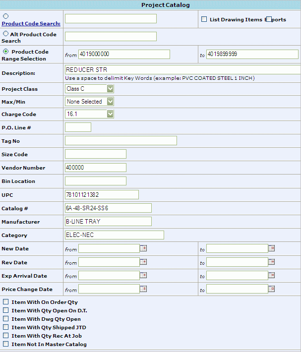 Project Catalog Report